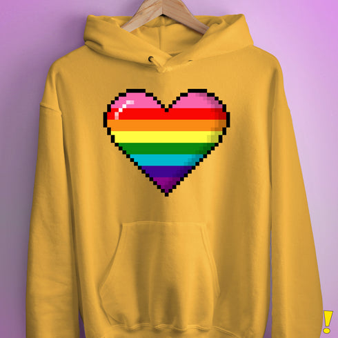 Gilbert Baker Original LGBTQ Gay Rainbow Pride 8-Bit Pixel Heart - Mustard